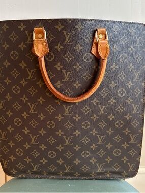 Louis Vuitton Monogram Tote with Brown Canvas and Tan Leather Handles
